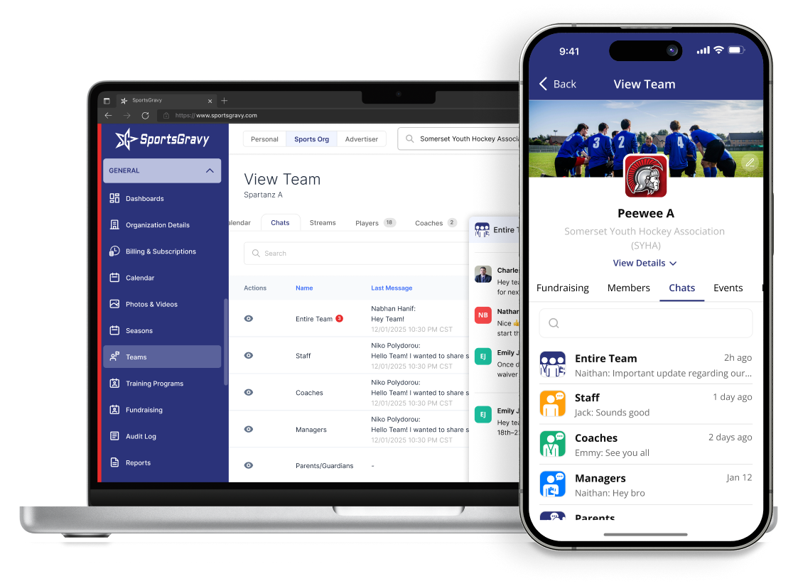 SportsGravy web and mobile app interfaces