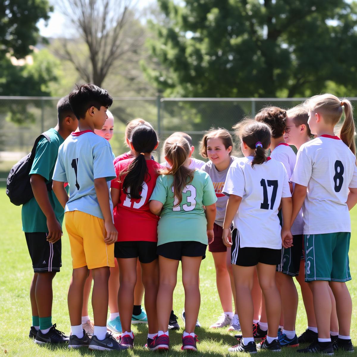 Youth sports team in a huddle